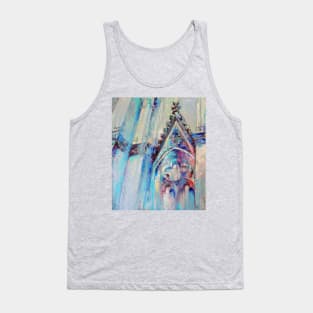 Gothic cathedral. Architectural colorful abstract with graphic silhouette. Oil painting in multicolored tones. Tank Top